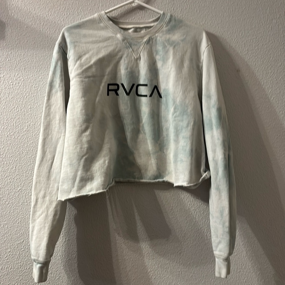 RVCA tie dye raw hem crop sweatshirt size XL
